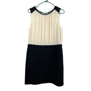 Loft Black White Sheath Dress Knit Bottom Back Zip Sz 12P NWT